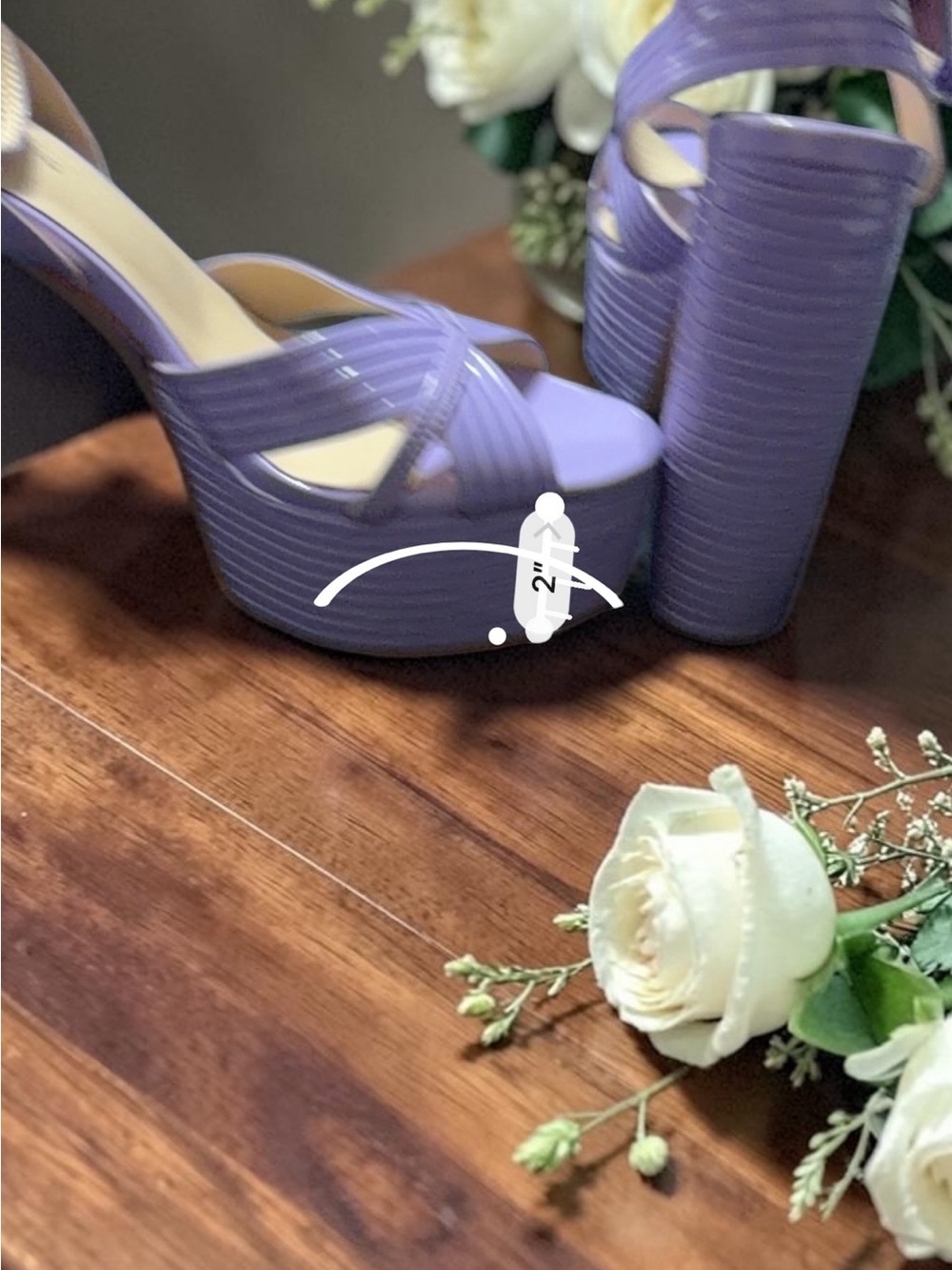 Azaela Wang NWOT Platform Sandals in Lavender Purple with Ankle Strap - Picture 6 of 6